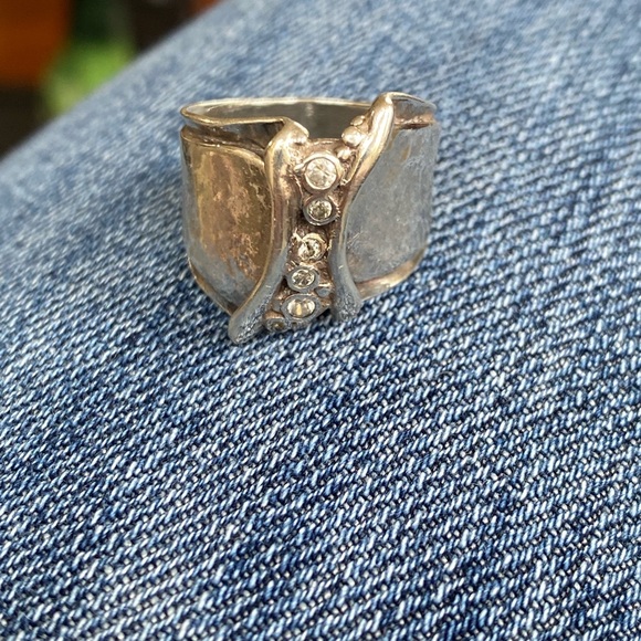 Silpada Cubic Zirconia Hand Hammered Sterling Ring R1441.   Size 8 - Picture 4 of 9